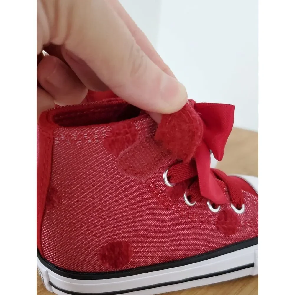 Converse CTAS 1V High Top Toddler Sneakers Red Bow Size 5 NIB
